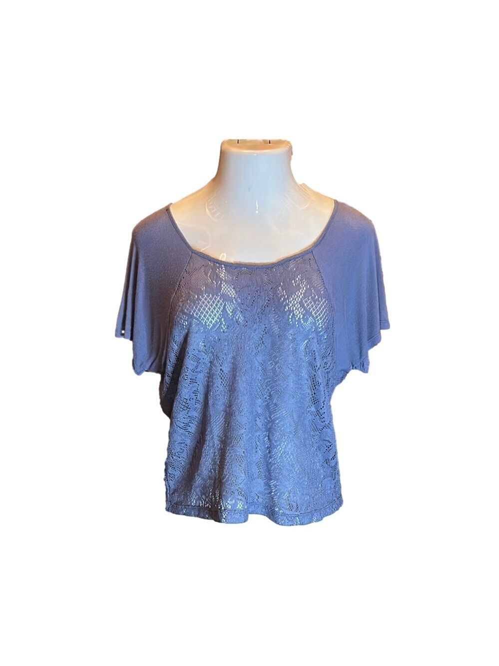 HEARTS Lavender Purple Lace Bodice Tee Size M - Picture 3 of 8